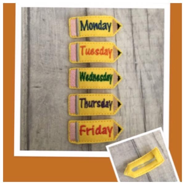 Days of week pencil feltie set