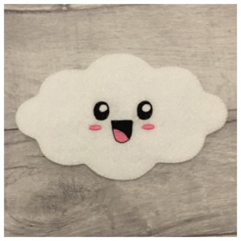 XL white glitter cloud feltie
