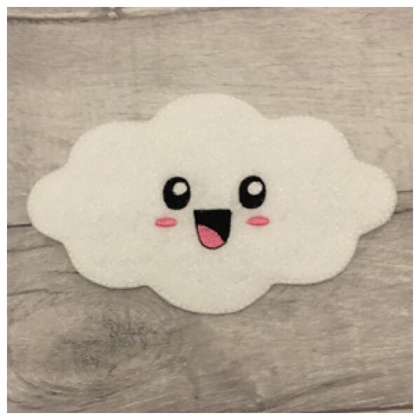 XL white glitter cloud feltie
