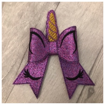 Unicorn bow parts purple glitter