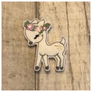 Floral Deer Feltie White