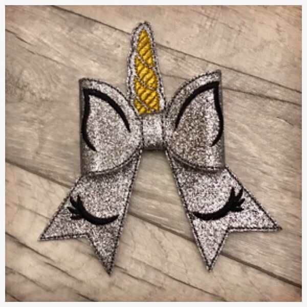 Unicorn bow parts platinum glitter