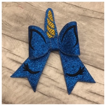 Unicorn bow parts blue glitter