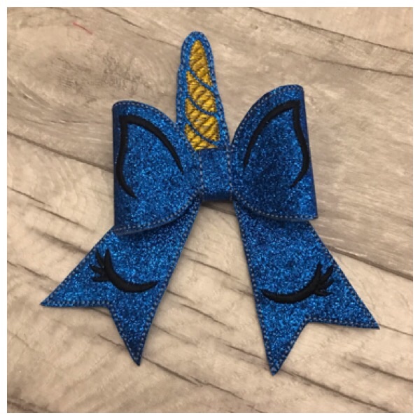 Unicorn bow parts blue glitter