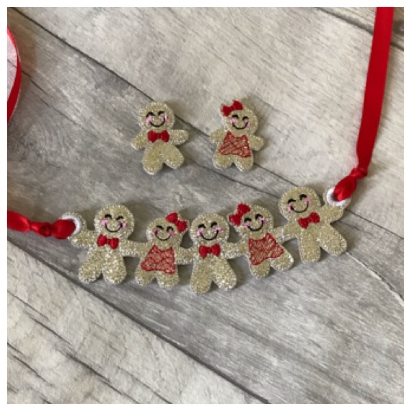 Gingerbread necklace set red