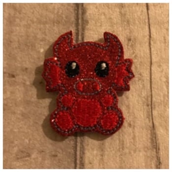 Red glitter dragon feltie