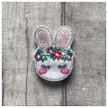 Sleeping floral bunny head feltie