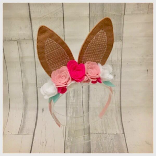Bunny ear headband slider brown