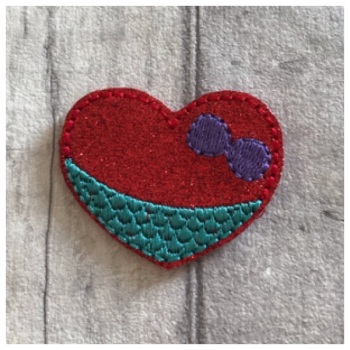 Mermaid heart feltie red glitter