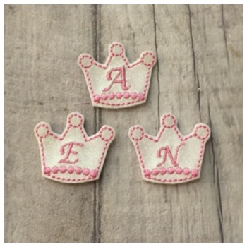 Initial crown feltie pink