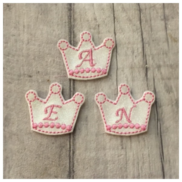 Initial crown feltie pink
