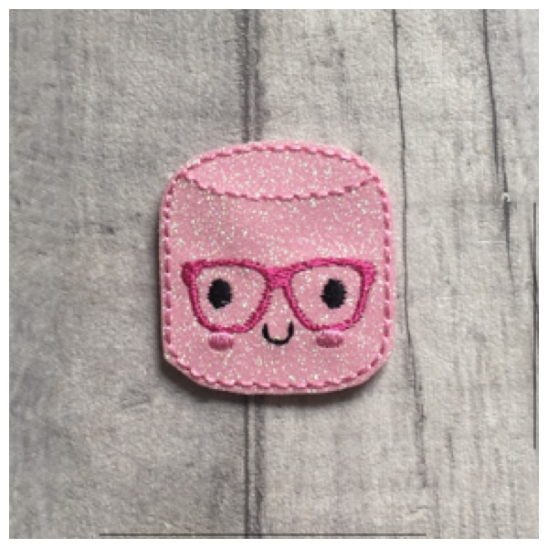 Marshmallow feltie pink with glasses