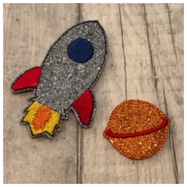 Rocket and planet pair felties