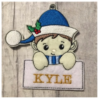 Elf Boy Ornament Feltie (brown hair)
