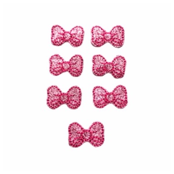 7 x Mini Bow Feltie Bubble Gum Pink Glitter