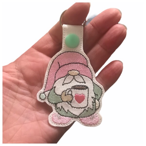 Coffee Cup Gnome Keyring Pastel