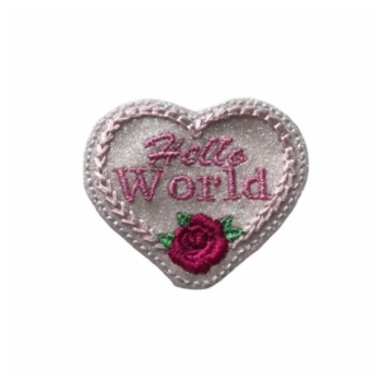 Hello World Rose Heart Feltie Glitter