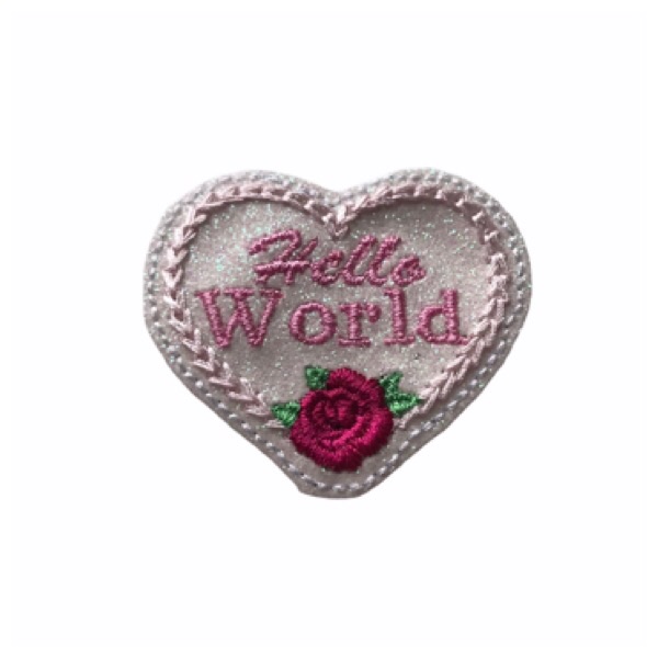 Hello World Rose Heart Feltie Glitter