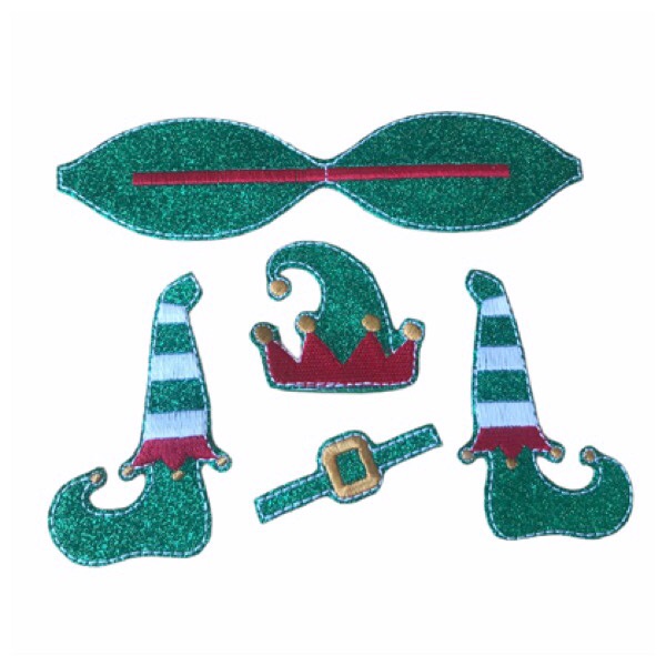 Green glitter elf bow parts