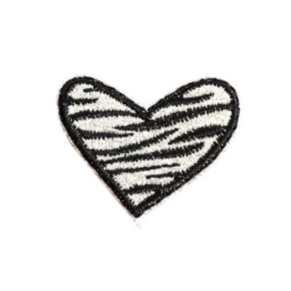 Zebra Print Heart Silver Glitter Feltie