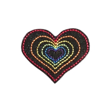 Rainbow Heart Feltie Black