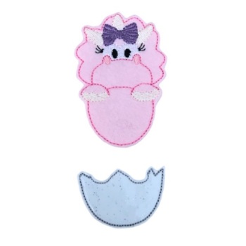 Dino Egg Fluffy Bow Parts Pink