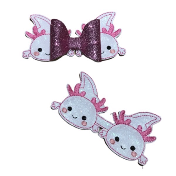 Axolotl Bow Tails White & Pink