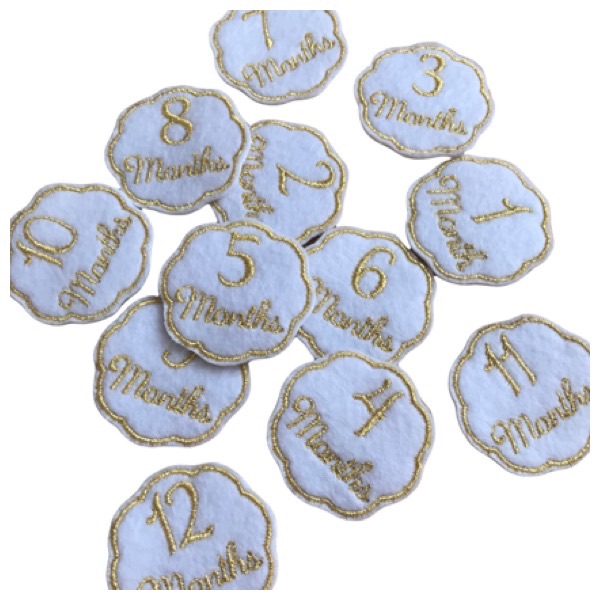 Milestone Felties White & Gold 