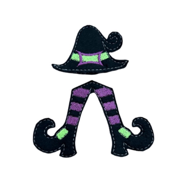 Witch Feet & Hat Bow Parts Green & Purple 