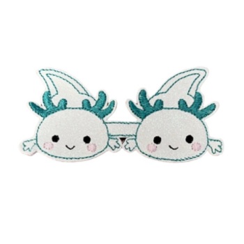 Axolotl Bow Tails White and Teal