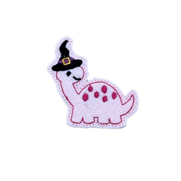 Dinosaur Witch Feltie Pink