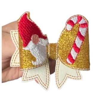 Christmas Gnome & Candy Cane Bow Parts Gold & Red