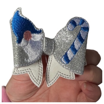 Christmas Gnome & Candy Cane Bow Parts Silver & Blue