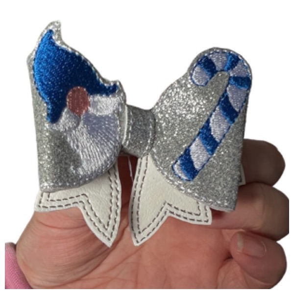 Christmas Gnome & Candy Cane Bow Parts Silver & Blue