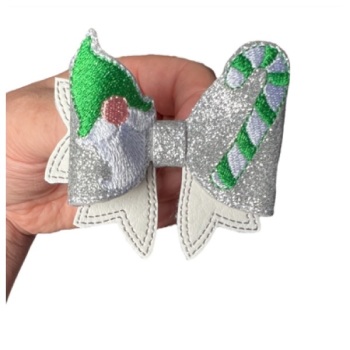 Christmas Gnome & Candy Cane Bow Parts Silver & Green