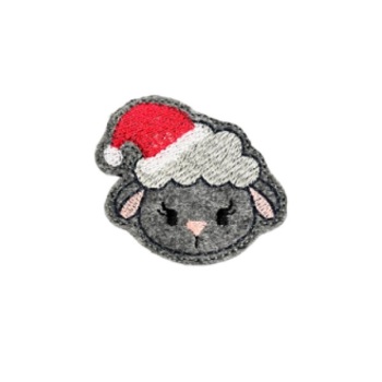 Lamb Head With Santa Hat Feltie