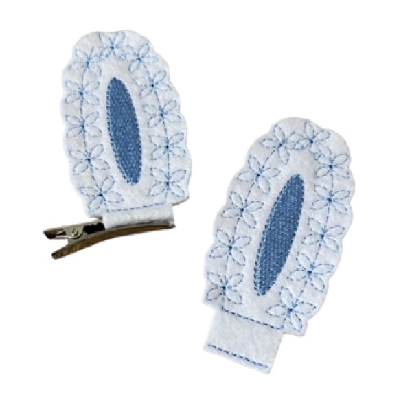Small Flower Bunny Ear Sliders Blue