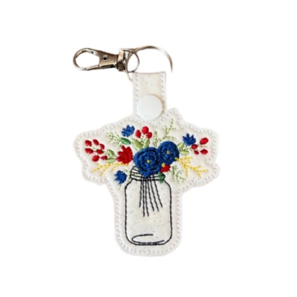 Flower Pot Keyring Blue