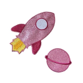 Rocket & Planet Bow Holder Feltie Pink