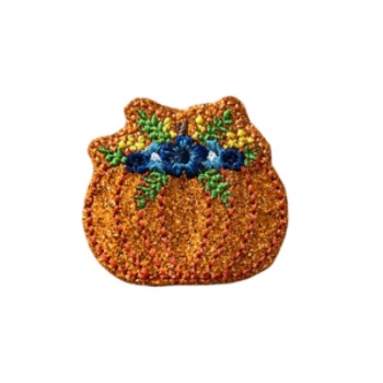 Floral Pumpkin Feltie Blue