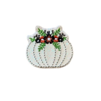 Floral Pumpkin Feltie White