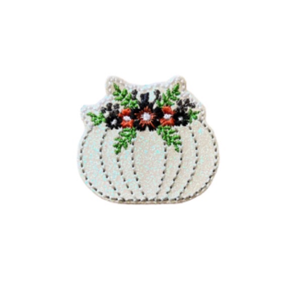 Floral Pumpkin Feltie White