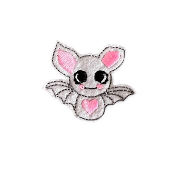 Cute bat heart feltie grey