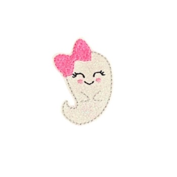 Ghost With Bow Feltie Pink