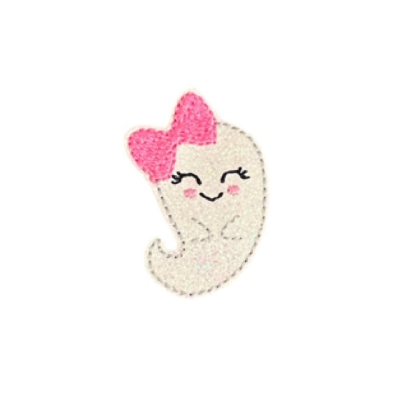 Ghost With Bow Feltie Pink