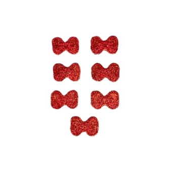7 x Mini Bows Felties Red Glitter