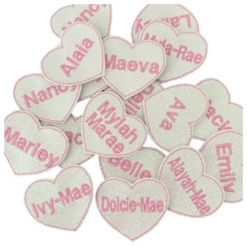 Heart Feltie Personalised White/Pink