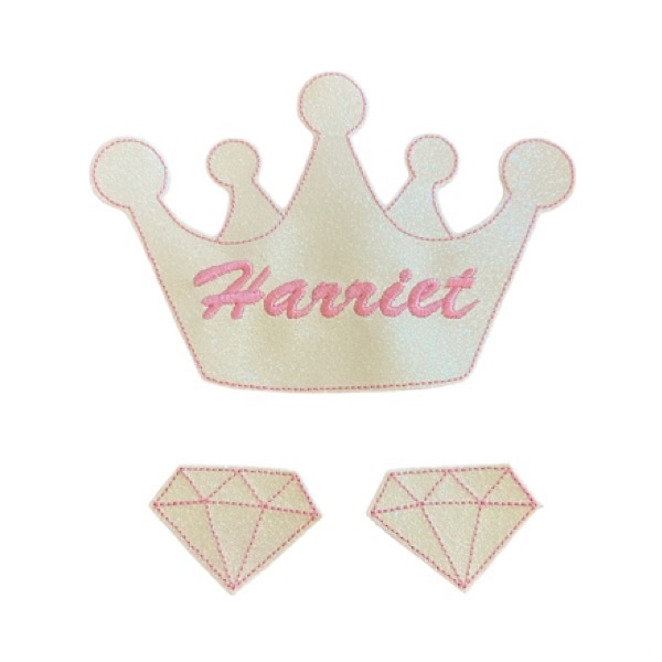 Personalised crown bow holder set pink