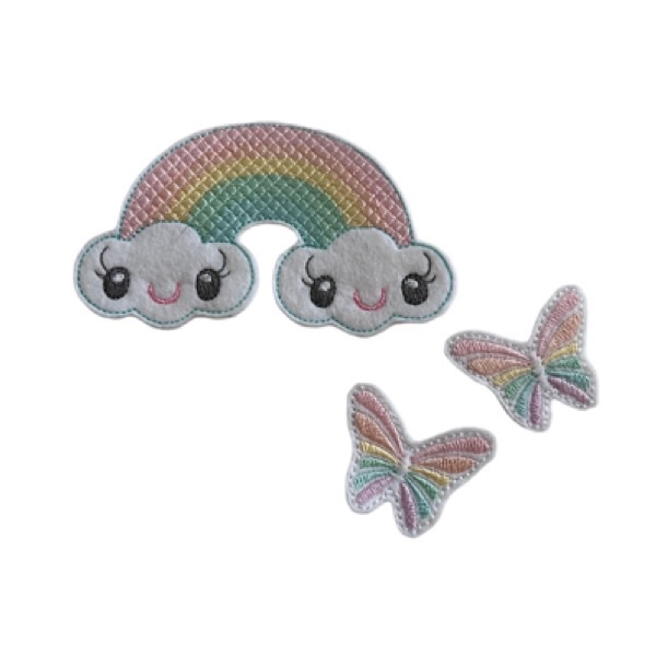 Large rainbow and butterfly feltie bundle pastel