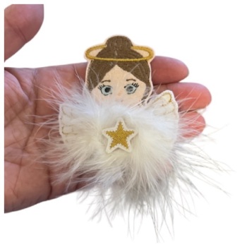 Angel Fluffy Feltie Bow Parts Brown